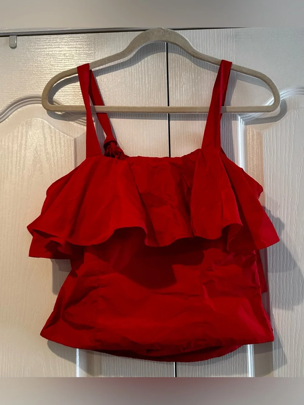 Maeve by Anthropologie Red Ruffle Open Back Sleeveless Blouse - Size 10